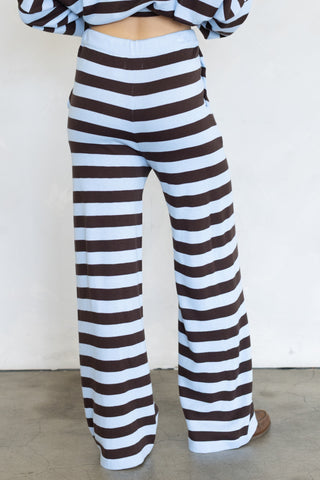 Brooklyn Striped Pants - Baby Blue & Brown
