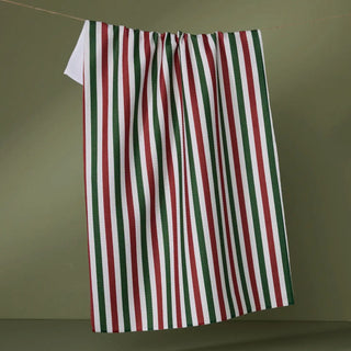 Ribbon Green Red Tea Towel - Geometry