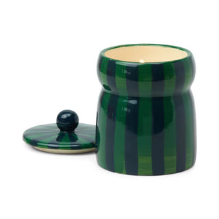 Cabana 6.5 Oz Striped Hand Painted Ceramic With Lid - Balsam Fir// Paddywax