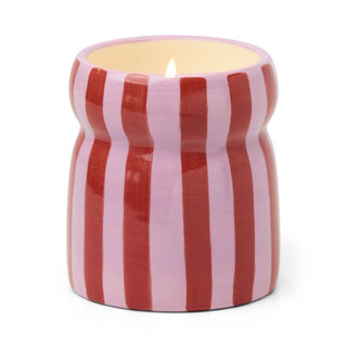 Cabana 6.5 Oz Striped Hand Painted Ceramic With Lid - Peppermint// Paddywax