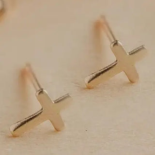 Tiny Cross Studs - Hello Adorn