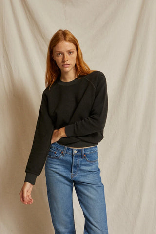 Ziggy Regular Fit Reverse Fleece Crewneck - Vintage Black // Perfect White Tee