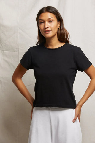 Lisa Cotton SS Fitted Tee - True Black // Perfect White Tee