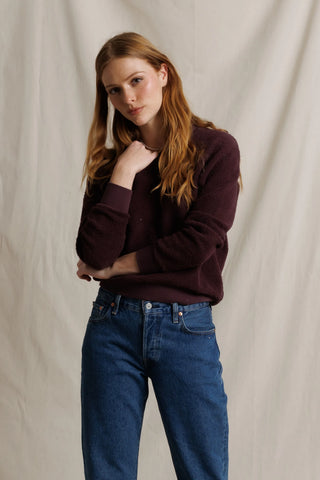 Ziggy Regular Fit Reverse Cotton Crew - Cherry Lacquer // Perfect White Tee