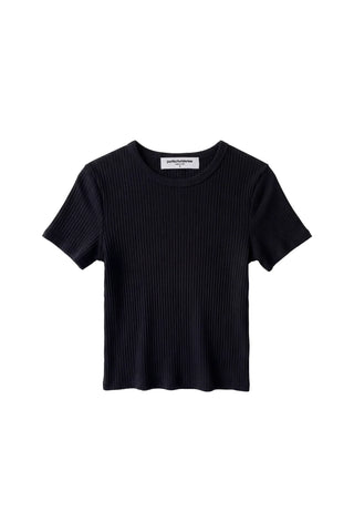 Isa Sweater Rib Crew SS - True Black // Perfect White Tee