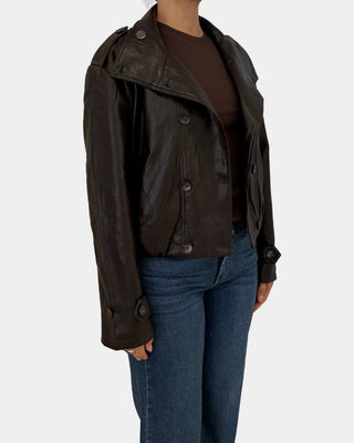 Corina Funnel Neck Jacket - Brown