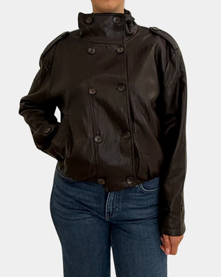 Corina Funnel Neck Jacket - Brown
