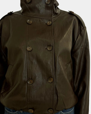 Corina Funnel Neck Jacket - Brown
