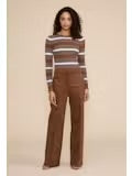 Diana Faux Suede Wide Leg Pant - Brown