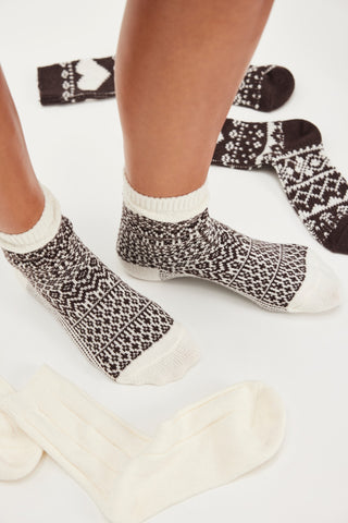 Nordic Knit Sock Pack - Brown Pattern // Free People