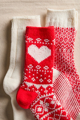 Nordic Knit Sock Pack - Red Combo // Free People