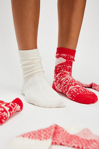 Nordic Knit Sock Pack - Red Combo // Free People
