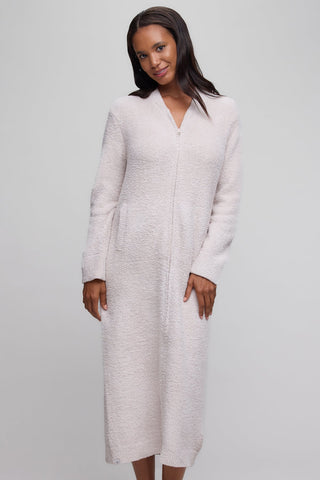 CozyChic Full Zip V-Neck Lounger - Stone // Barefoot Dreams