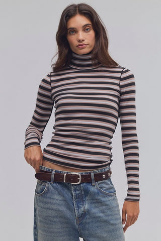 Good Good Turtleneck Stripe Top - Washed Black // Free People