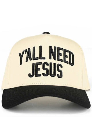 Y’all Need Jesus Trucker Hat - Black & Tan