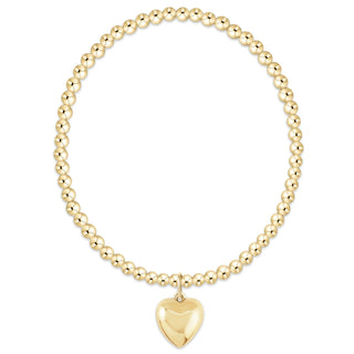 Classic Gold 3mm Bracelet - Love Plush Gold Charm // Enewton