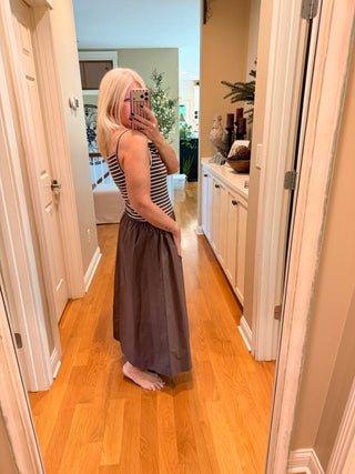 Poplin Combo Dress - Chocolate