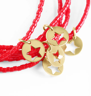 Hope Classic Bracelet - Bright Red - Star Small Gold Disc // Enewton