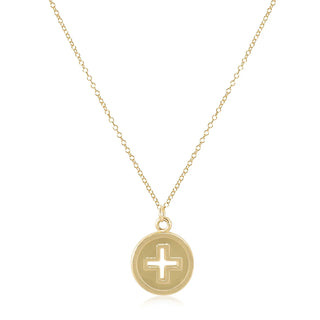16" Necklace Gold - Signature Cross Gold Disc - Enewton