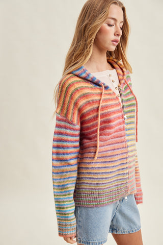Lizzy Rainbow Stripe Zip Hoodie