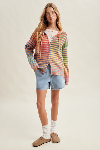 Lizzy Rainbow Stripe Zip Hoodie