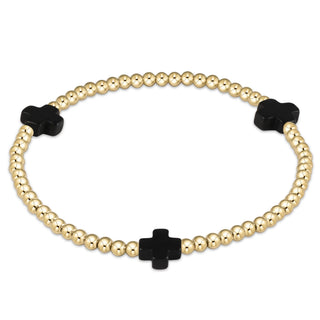 Extends Signature Cross 3mm Gold Bracelet -Onyx // Enewton