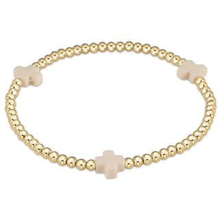 Extends Signature Cross 3mm Gold Bracelet - Off White // Enewton