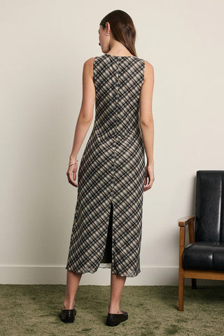 Maren Plaid Mesh Maxi Dress