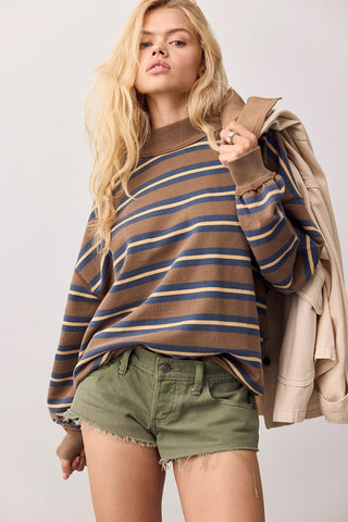 Palm Springs Striped Pullover - Army Combo // Free People