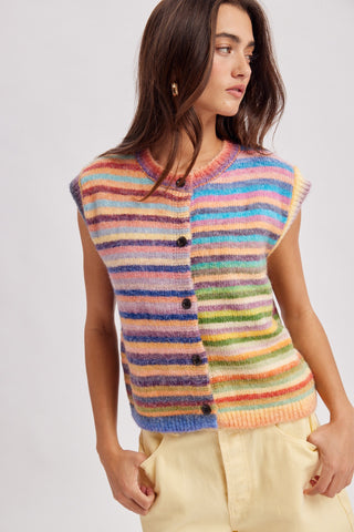 Lorelai Rainbow Stripe Sweater Vest