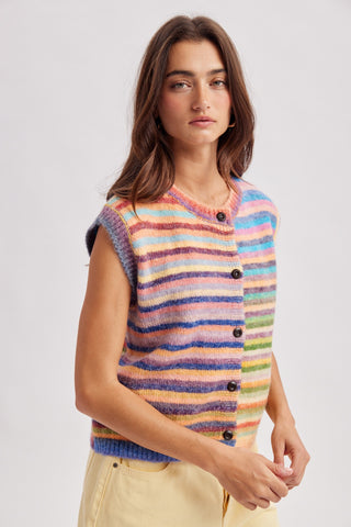 Lorelai Rainbow Stripe Sweater Vest
