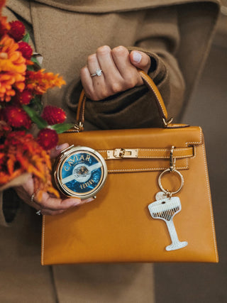 Hand-Painted Caviar Handbag Hero Pill Compact // Solar Eclipse