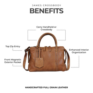 James Leather Crossbody Bag - Cognac // Latico Leathers