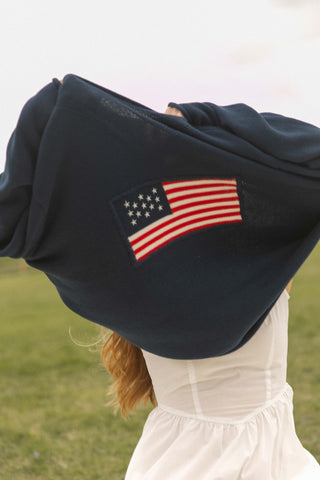American Flag Cotton Sweater - Navy