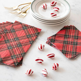 Red Plaid Cocktail Napkins - Hester & Cook