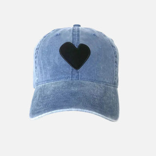 KR Baseball Hat Denim Imperfect Heart - Denim/Black // KERRI ROSENTHAL