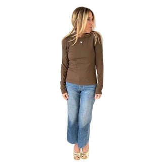 KR Long Sleeve Rib Tee - Brown