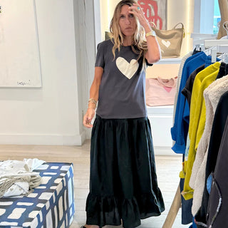 Suke Imperfect Heart Tee - Anthracite & Natural // Kerri Rosenthal