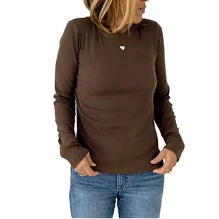 KR Long Sleeve Rib Tee - Brown