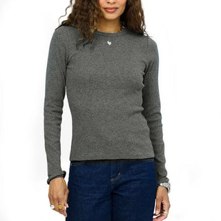 KR Long Sleeve Rib Tee - Charcoal Heather Grey