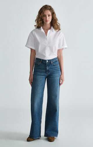 Florida Wide Leg Deep Brushed Classic Blue Jean - Mavi