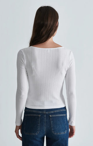 Long Sleeve Lace Trim Jersey Top - Antique White // Mavi