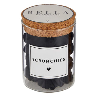 5 Large Satin Scrunchies Jar - Black