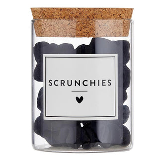 5 Large Satin Scrunchies Jar - Black