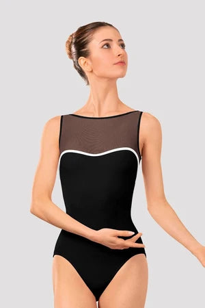 LB5260 Arno Boatneck Mesh Back Leotard - Black