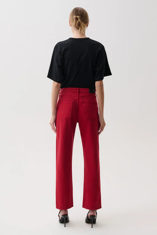 Lexi Mid Rise Bowed Straight Leg Jeans - Savvy Red // Pistola
