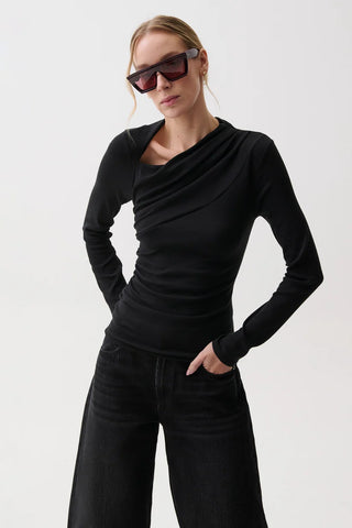 Lena Asymmetrical Long Sleeve - Black // Pistola