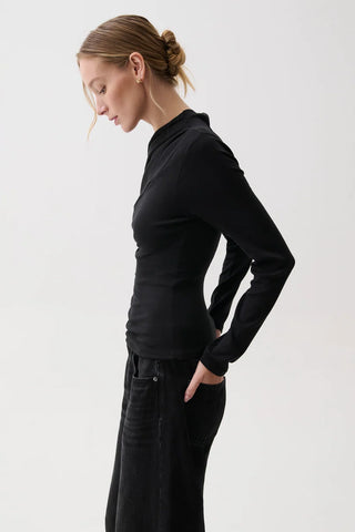 Lena Asymmetrical Long Sleeve - Black // Pistola