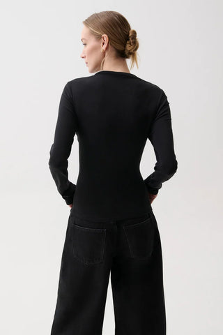 Lena Asymmetrical Long Sleeve - Black // Pistola
