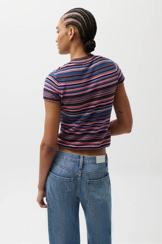 Pistola Selene Short Sleeve Sweater Tee - Egyptian Blue Multi Stripe